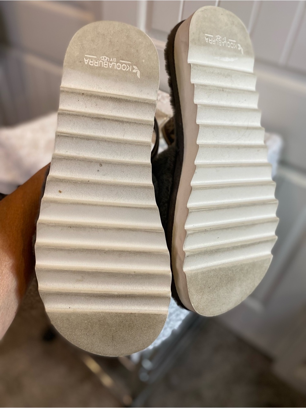 Koolaburra Gray Faux-Fur Slide Sandals - Picture 9 of 10